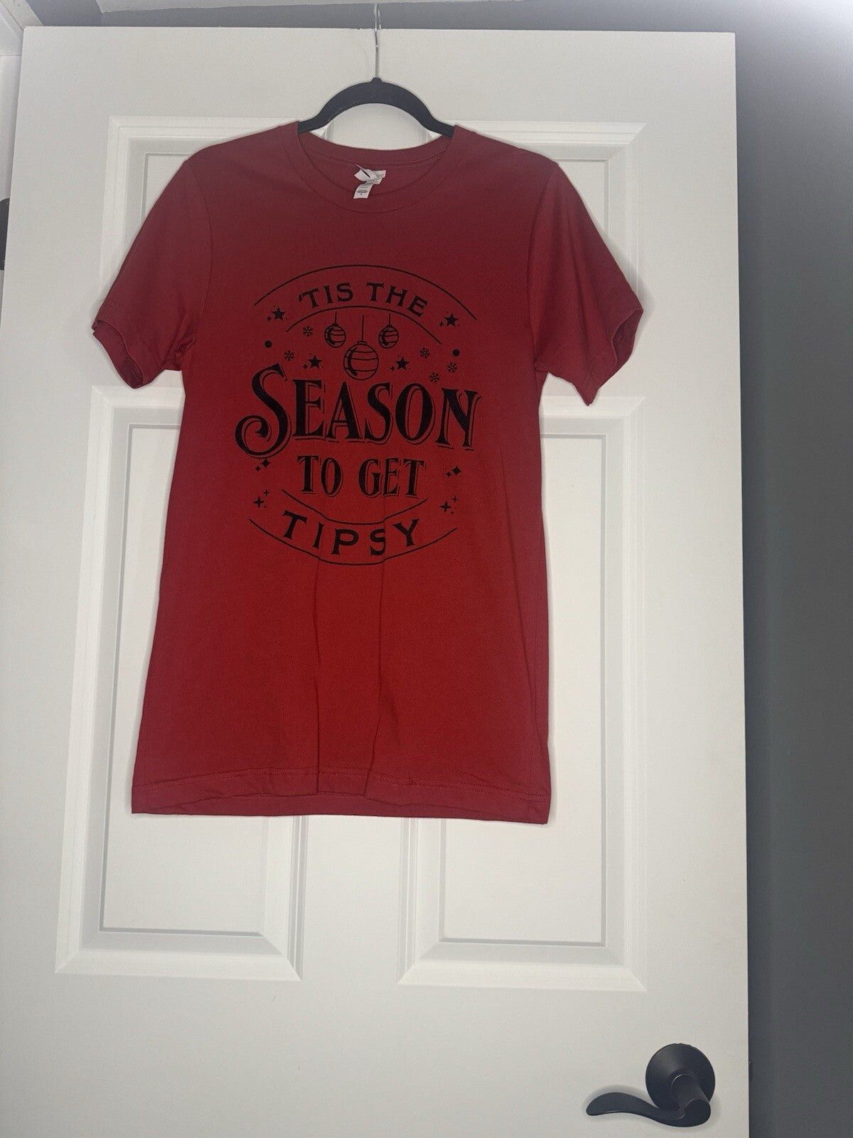 Bella Canvas T Shirt Red Tis The Season To Get Tipsy Red Black Lettering 