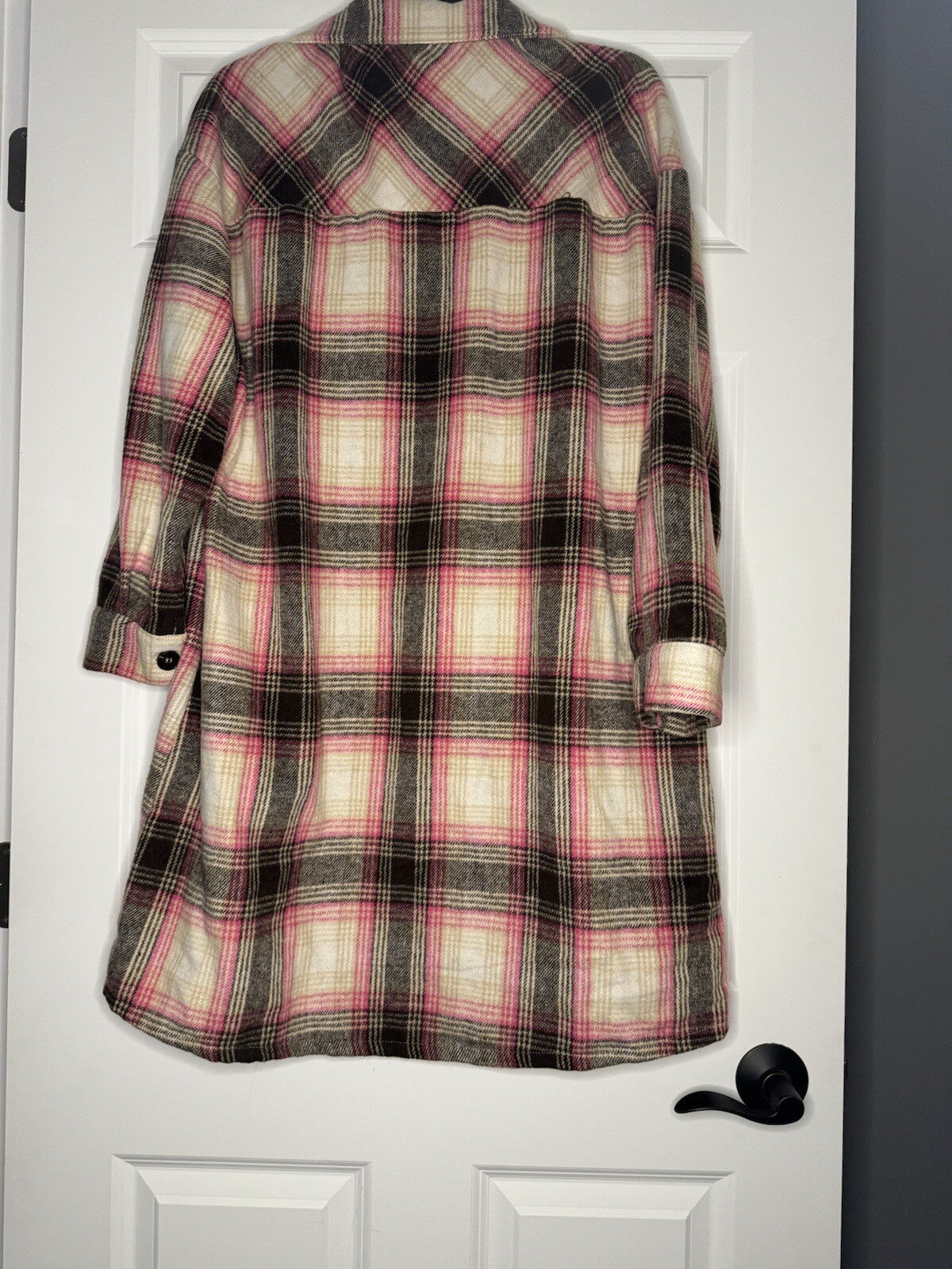 Unbranded Long Shacket Large Cream Beige Pink Brown 