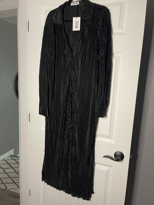 Showpo Button Up Dress Size 14 Black Nwt