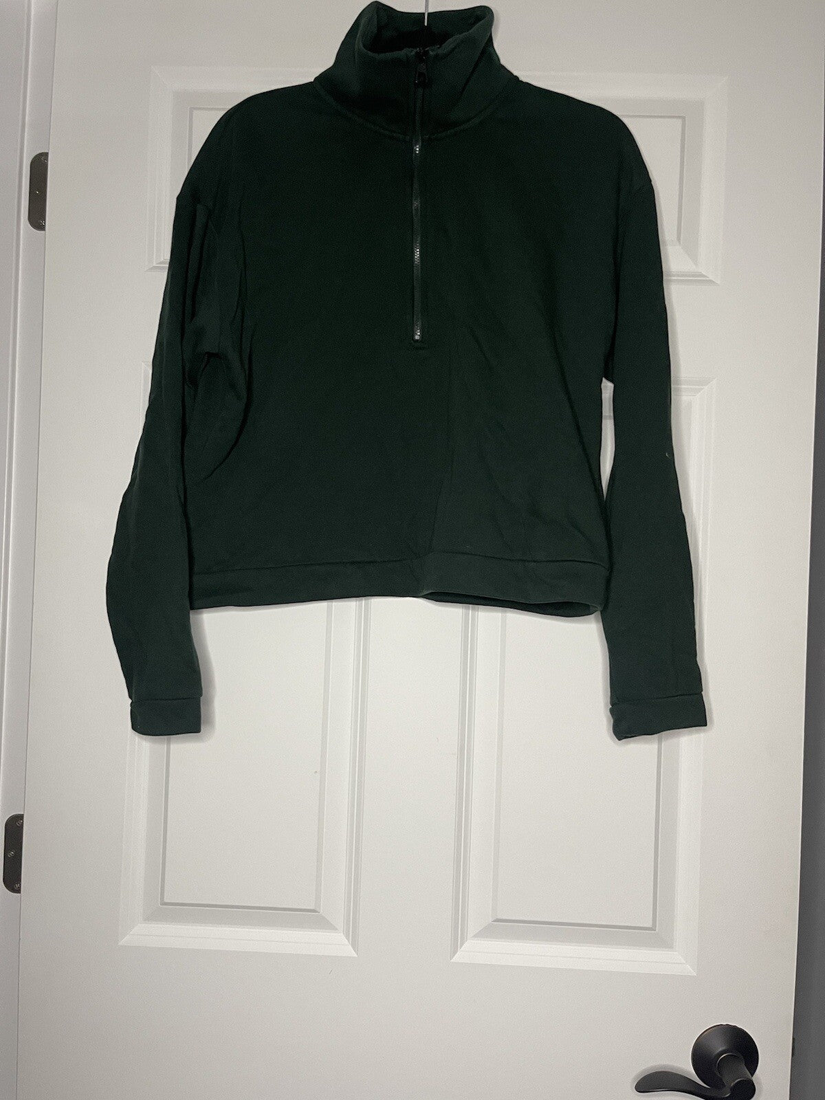 Zyia Cropped Half Zip Sweatshirt Hunter Green Large 
