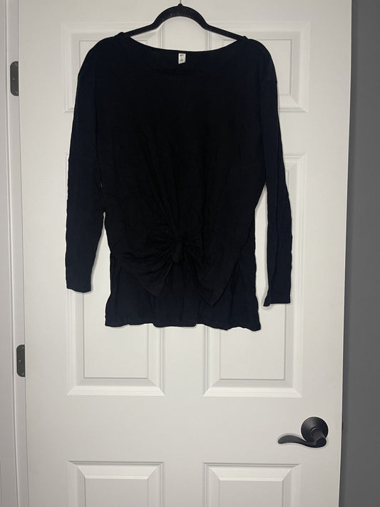 Bp Nordstrom long sleeve blouse black large knotted in front