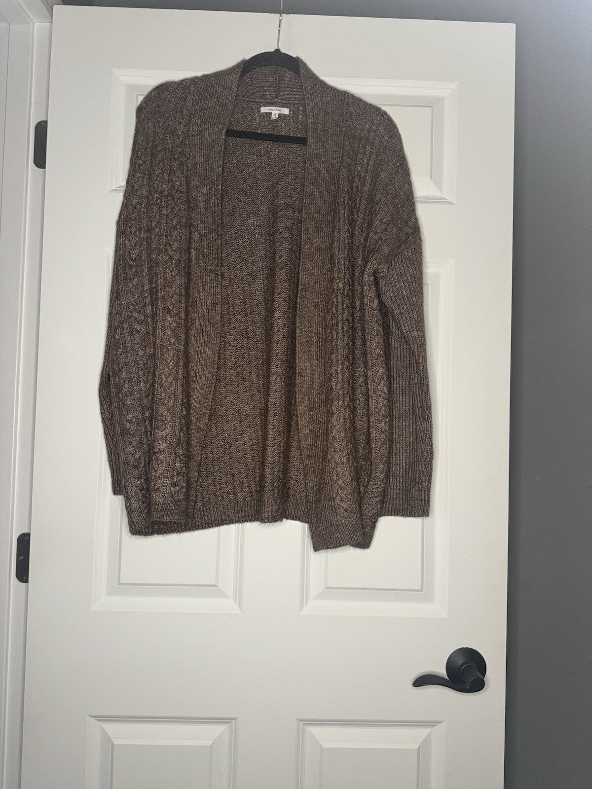 Maurice’s Knit Cardigan Large Brown Cream Heathered 