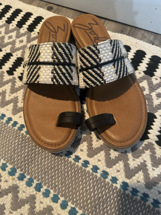 Zodiac Sandals Slip On Size 7 Black Brown White Beige