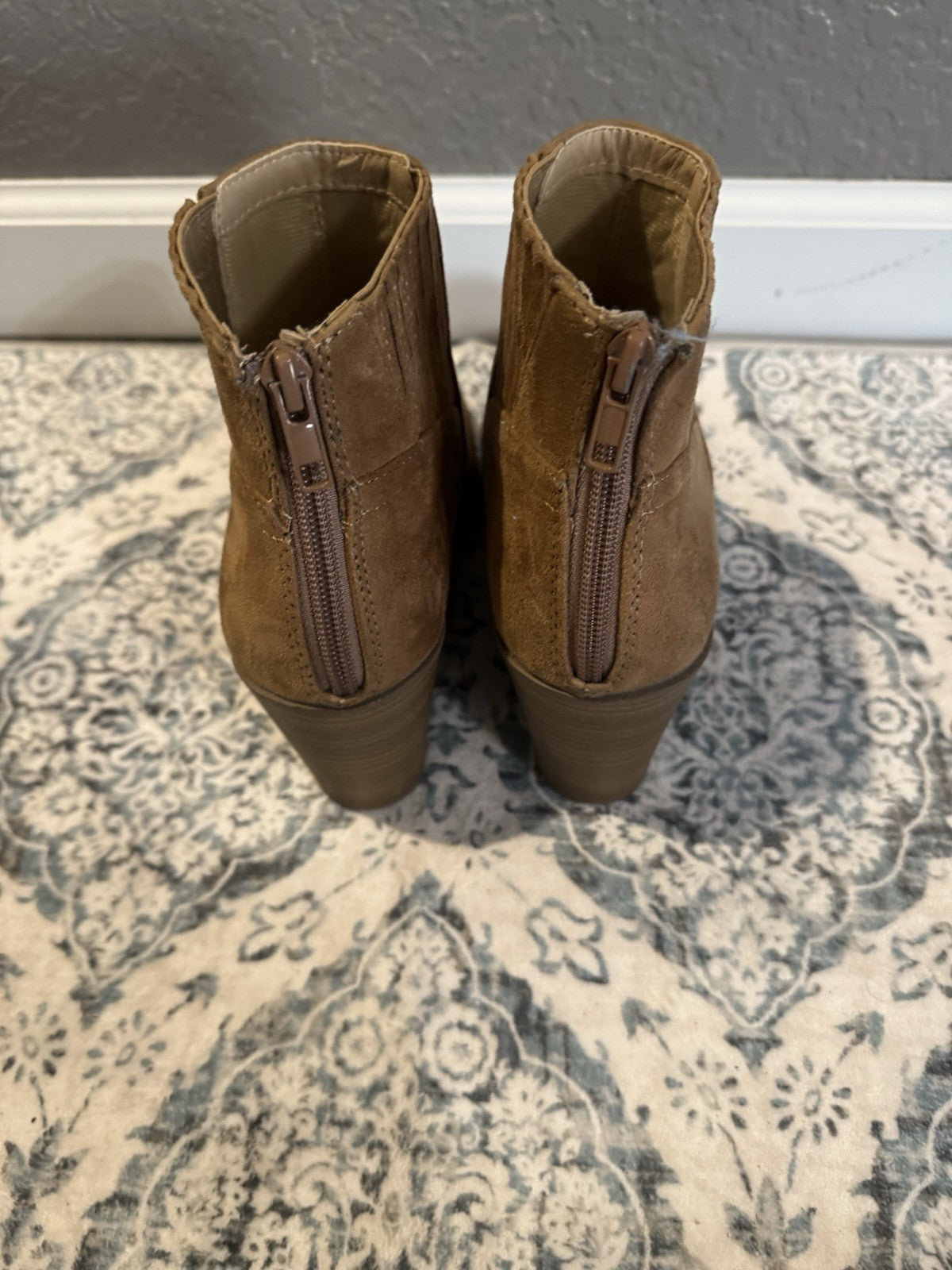 Soda Brown Wedge Booties Size 8