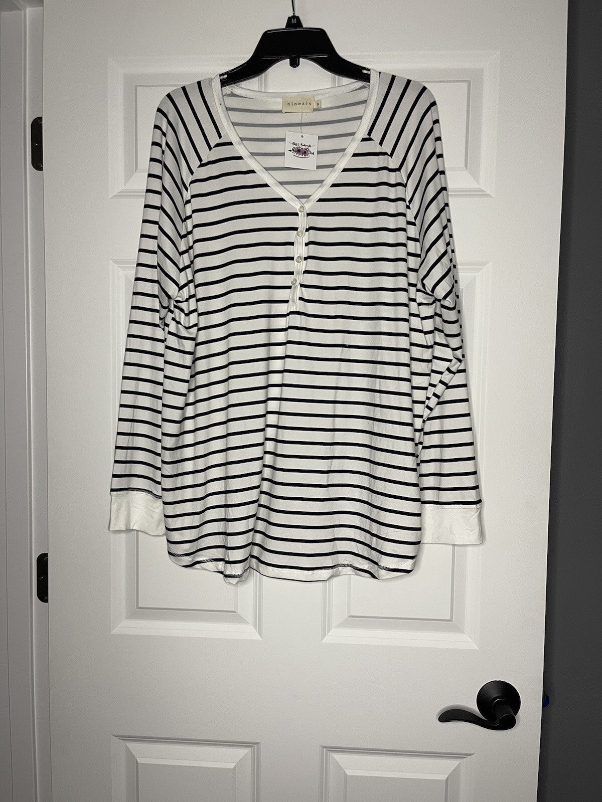 Ninexis 2 piece pajama set 3x Joanna striped white and black NWT SO SOFT!