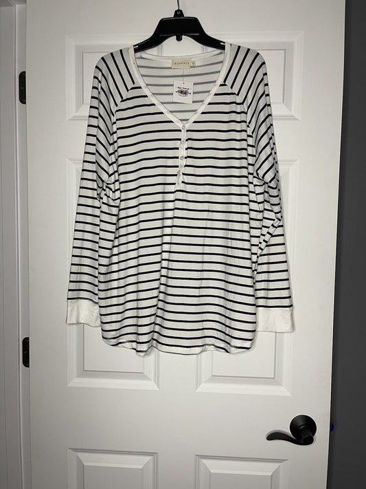 Ninexis 2 piece pajama set 3x Joanna striped white and black NWT SO SOFT!