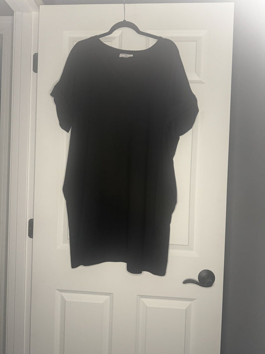 Zenana Short Sleeve Dress 2x With Pockets Black 