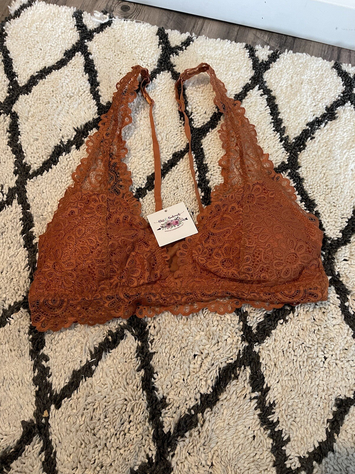 Listicle Harlee Lace Mesh Bralette Large Orange Nwt 