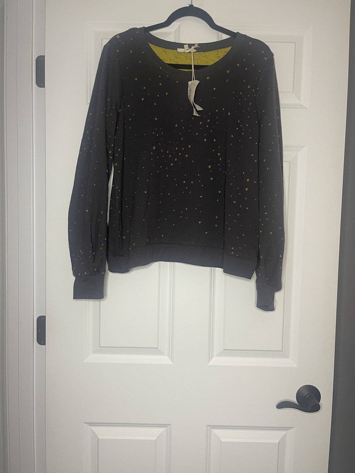 Mystree Crew Sweatshirt Large Blue W Yellow Stitching Nwt Msrp 46