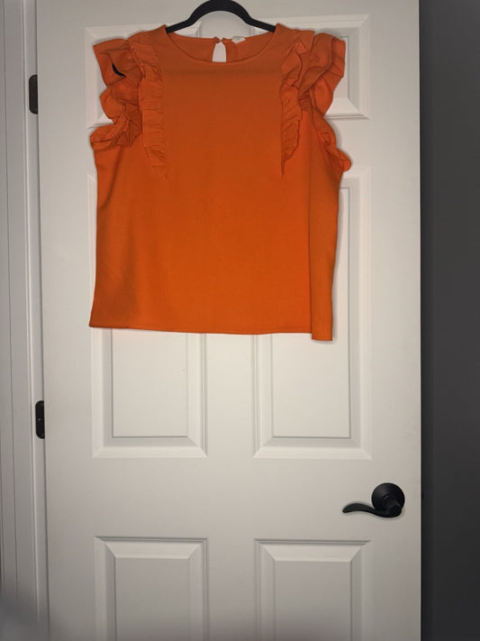 Milumia Short Sleeve Ruffle Blouse Xl Orange Nwt 
