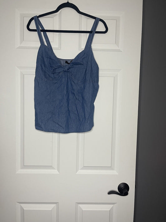 active usa denim sleeveless blouse large NWT 