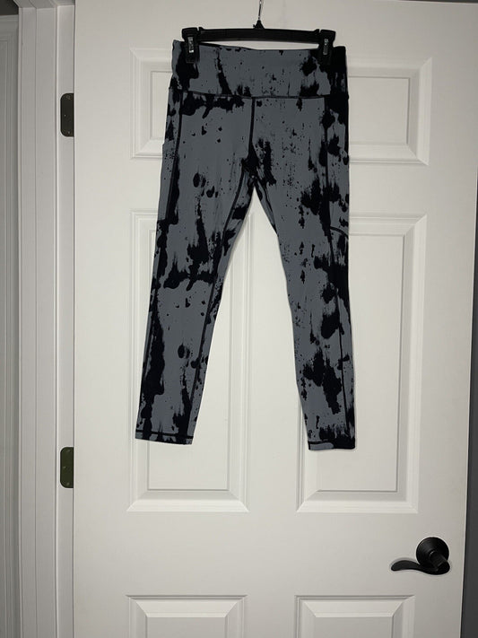 Zyia active leggings grayish blue black print size 6-8
