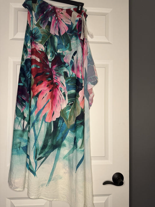 Coco Reef Sarong Wrap Teal Pink Green Floral Print Nwt 84