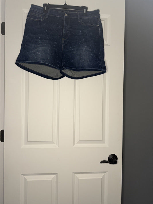 Judy Blue Jean Shorts Dark Wash Speckled Print 1xl Style Jb150081