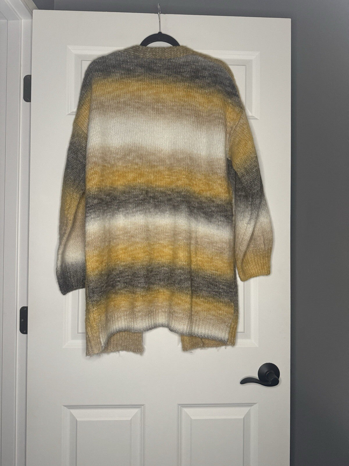 Fsl Apparel Cardigan Large Yellow Beige Cream Charcoal 