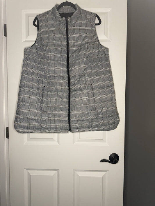 J Jill Down Puffer Vest 1x Black Cream Nwt 159