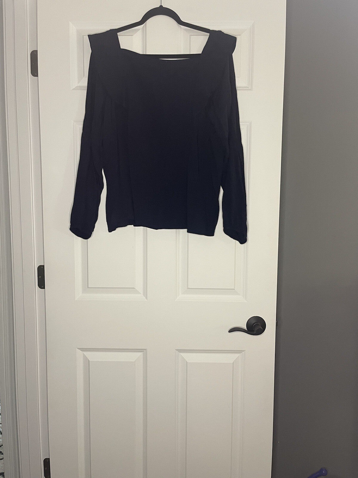 Loft Long Sleeve Ruffle Shoulder Blouse Xl Navy Nwt 