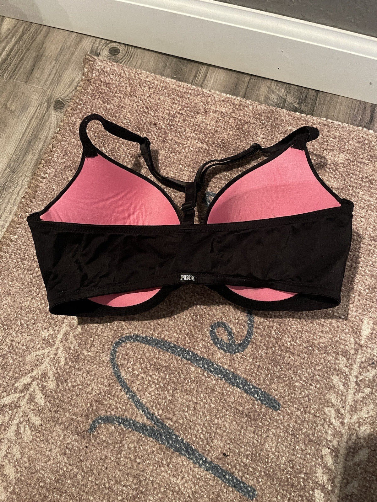 Pink By Vs Racerback Everywhere Push-up Bra 34d Black 