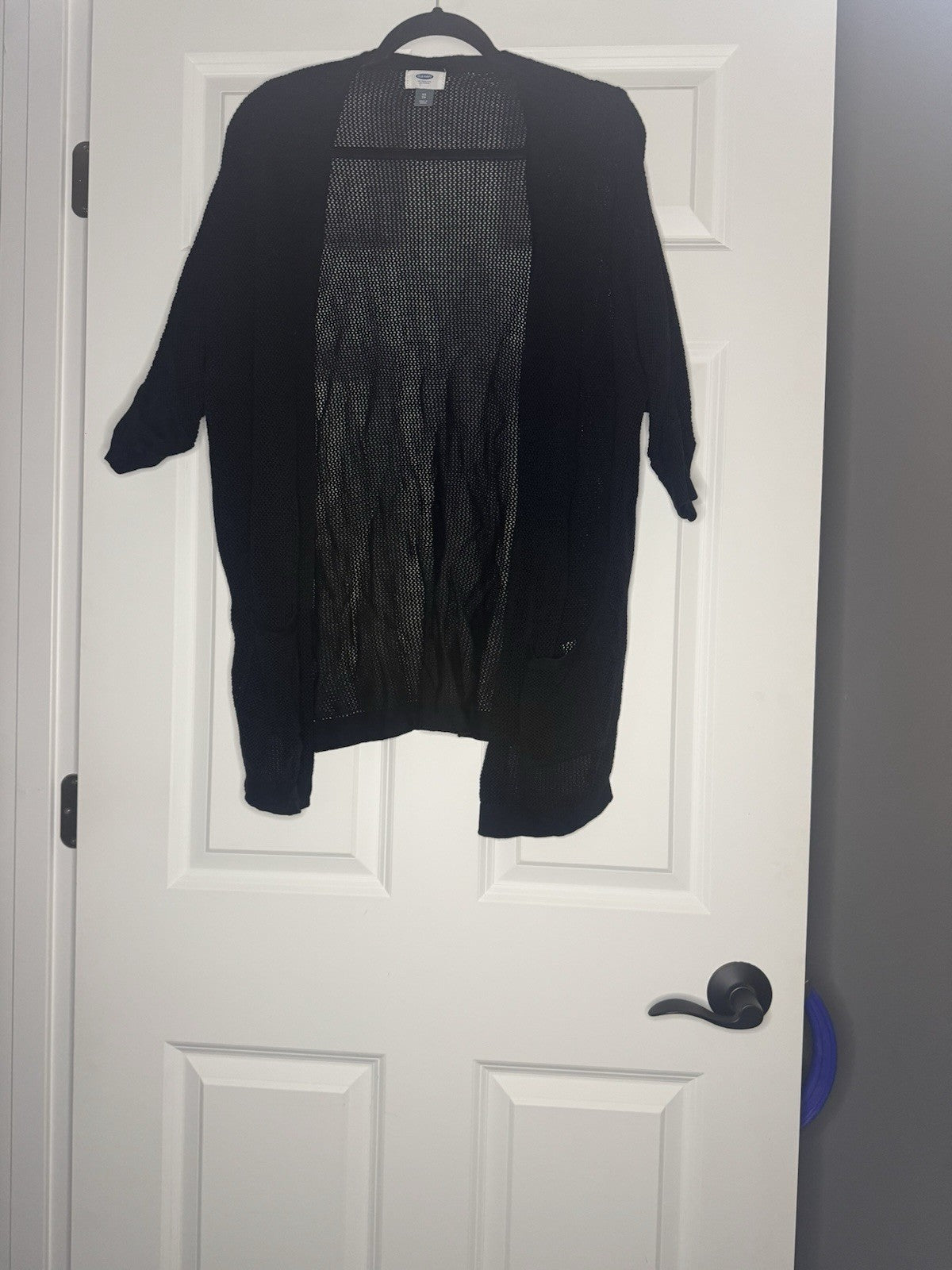 Old Navy Mesh Cardigan XS 3/4 Sleeve Black 