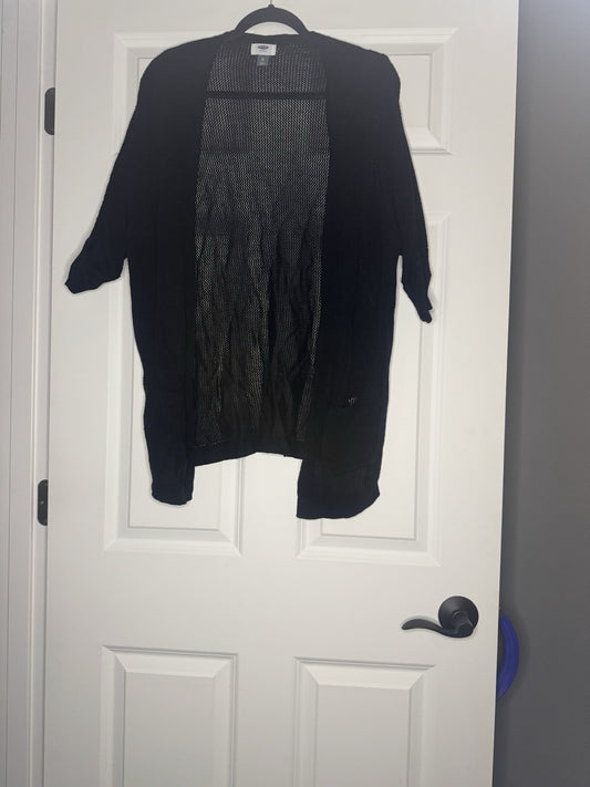 Old Navy Mesh Cardigan XS 3/4 Sleeve Black 