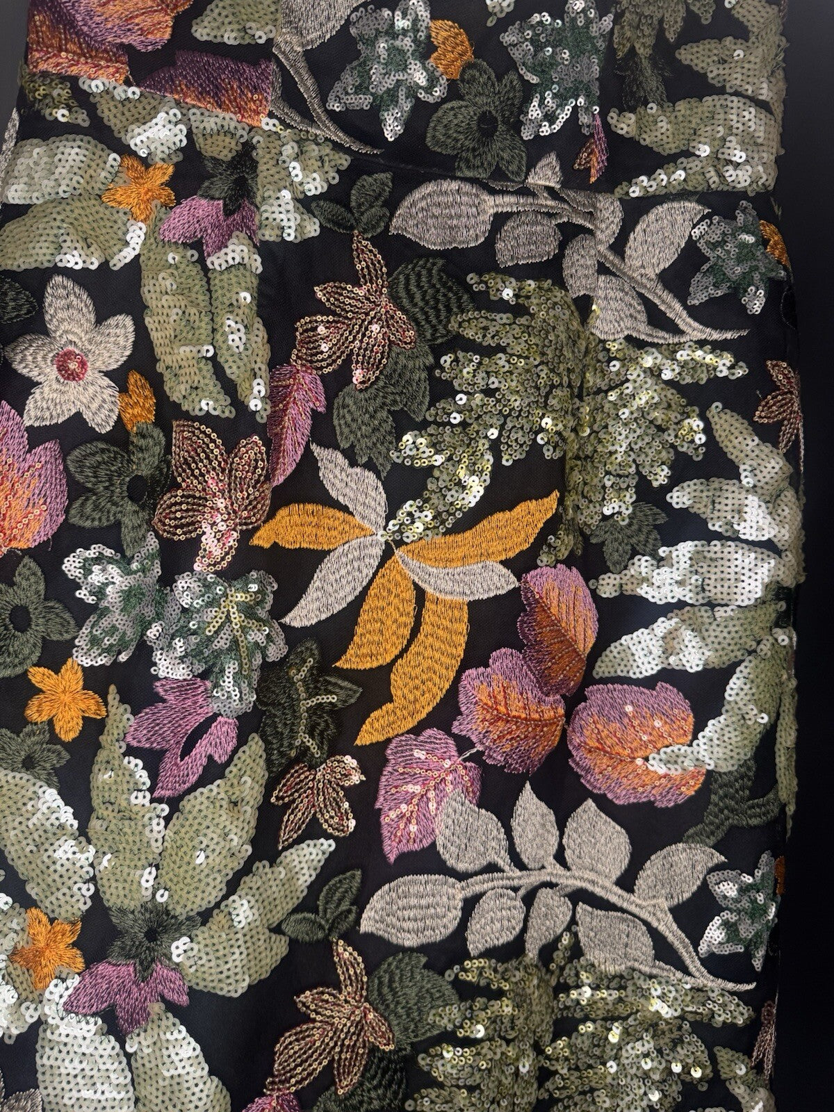 Thml Off Shoulder Dress Black W Floral Stitch And Sequins Small Nwt  Super Cute