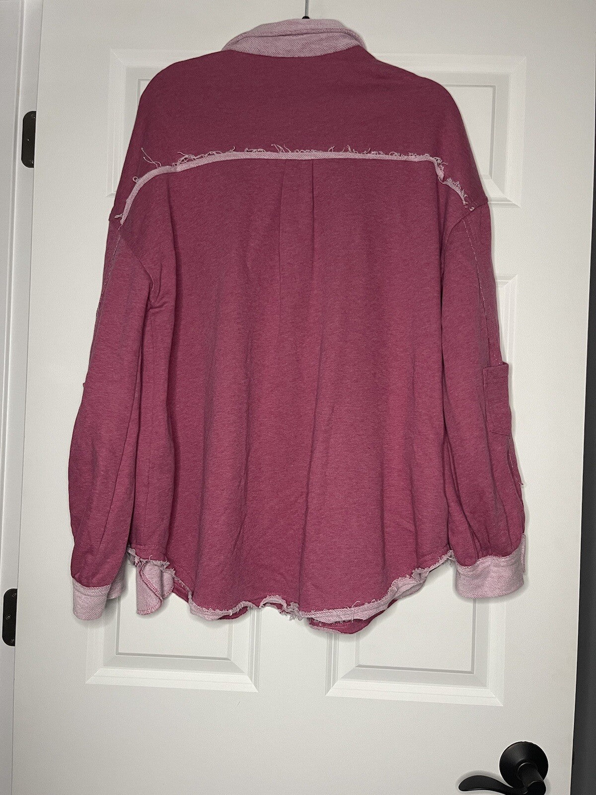 Pol Button Up Sweatshirt Material Medium Pink W Distressing Worn Once