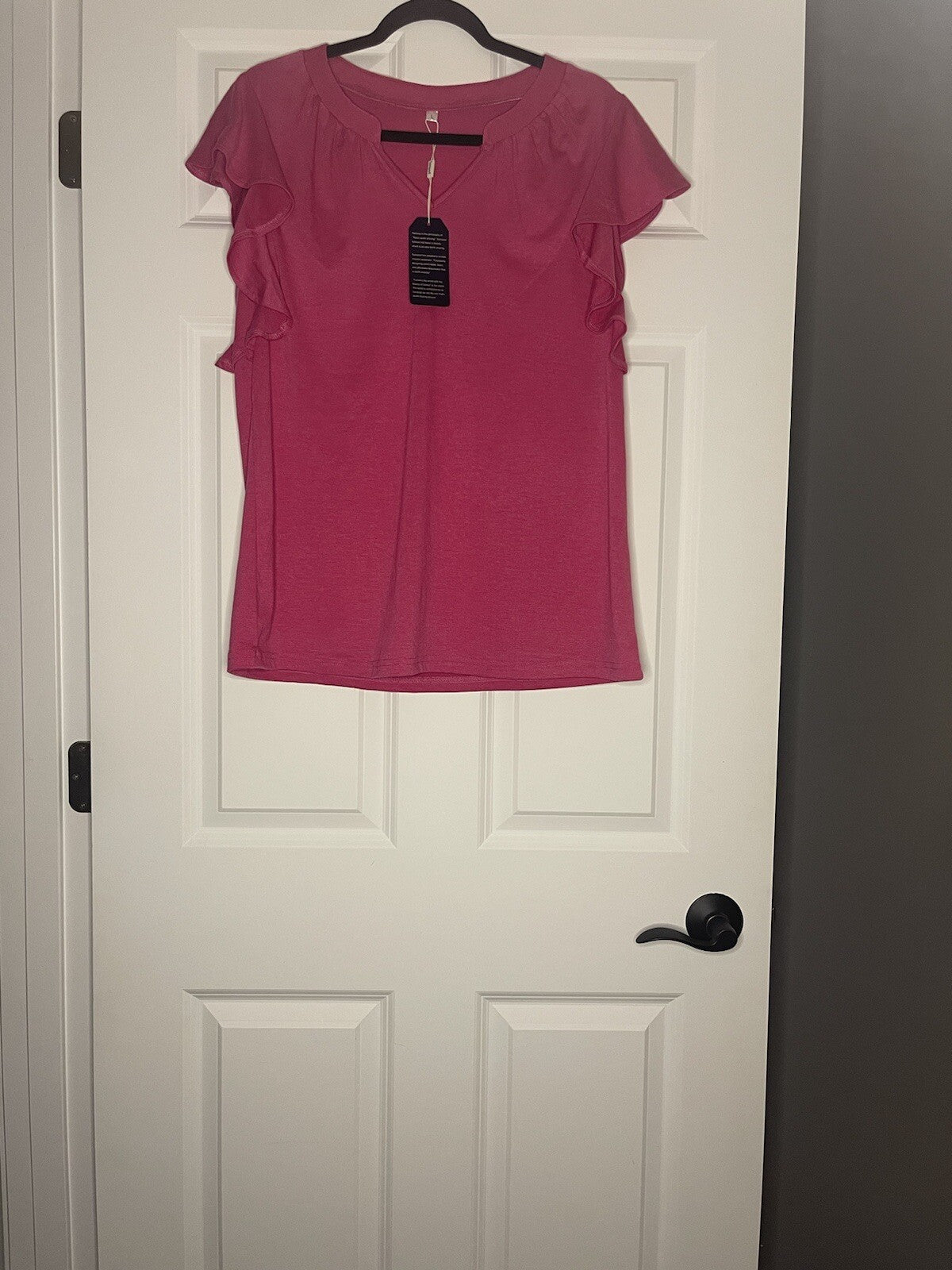 Sampeel Short Sleeve Ruffle Blouse Large Pink Nwt 