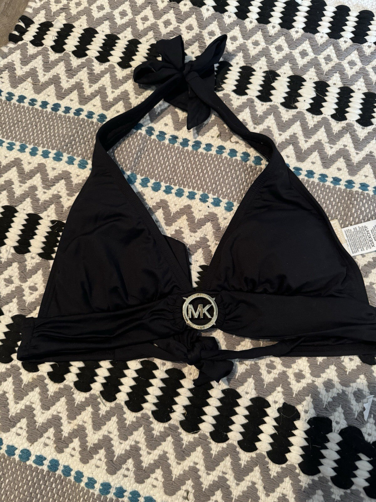 Michael Kors Black Halter Bikini Top XS Some Tarnish On Logo
