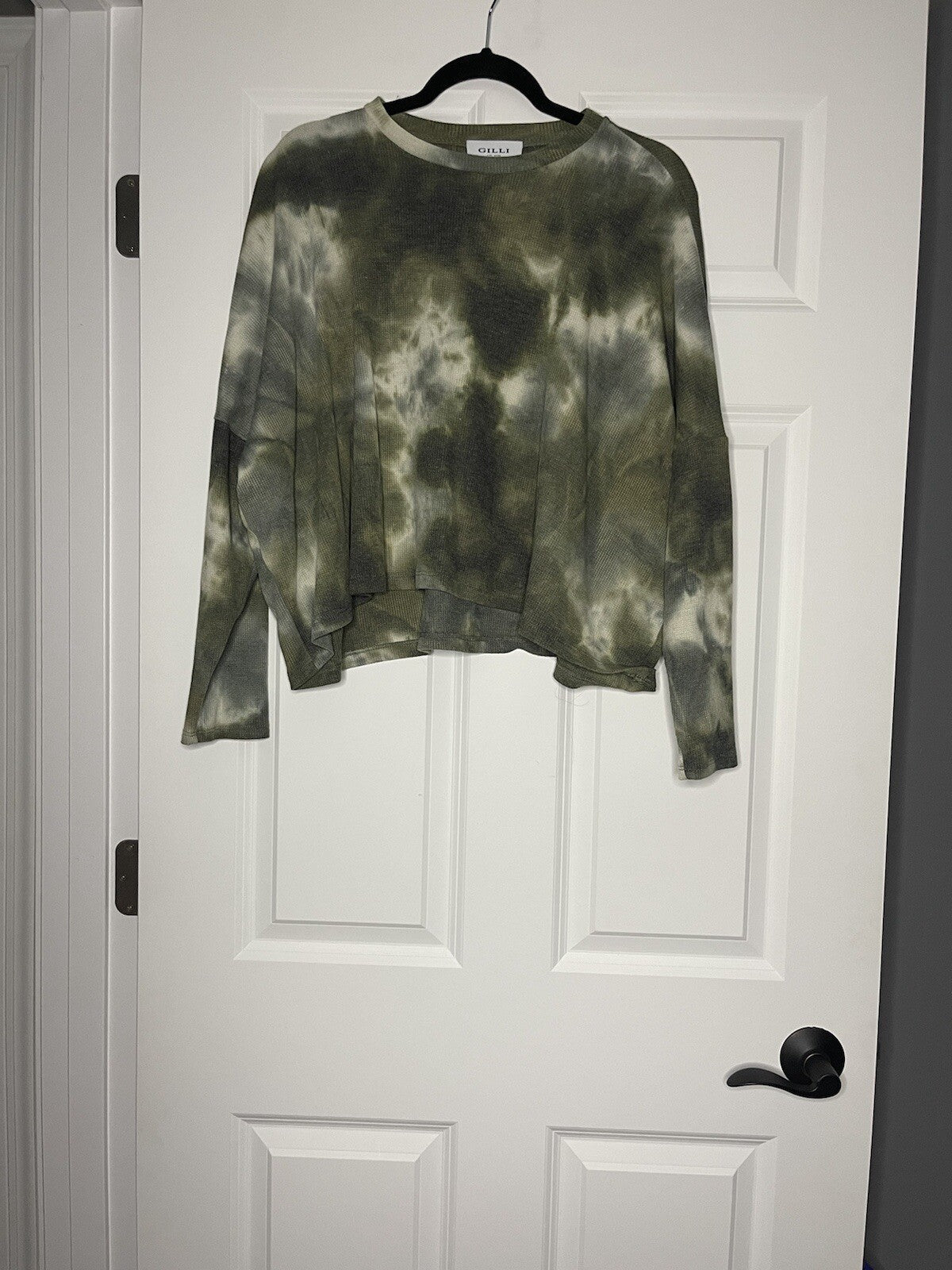 Gilli long sleeve blouse small green gray cream