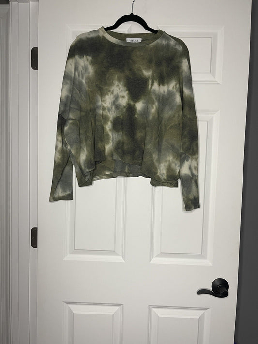 Gilli long sleeve blouse small green gray cream