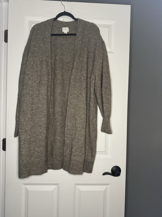 Hm Long Cardigan Sweater Large Brown Heathered 