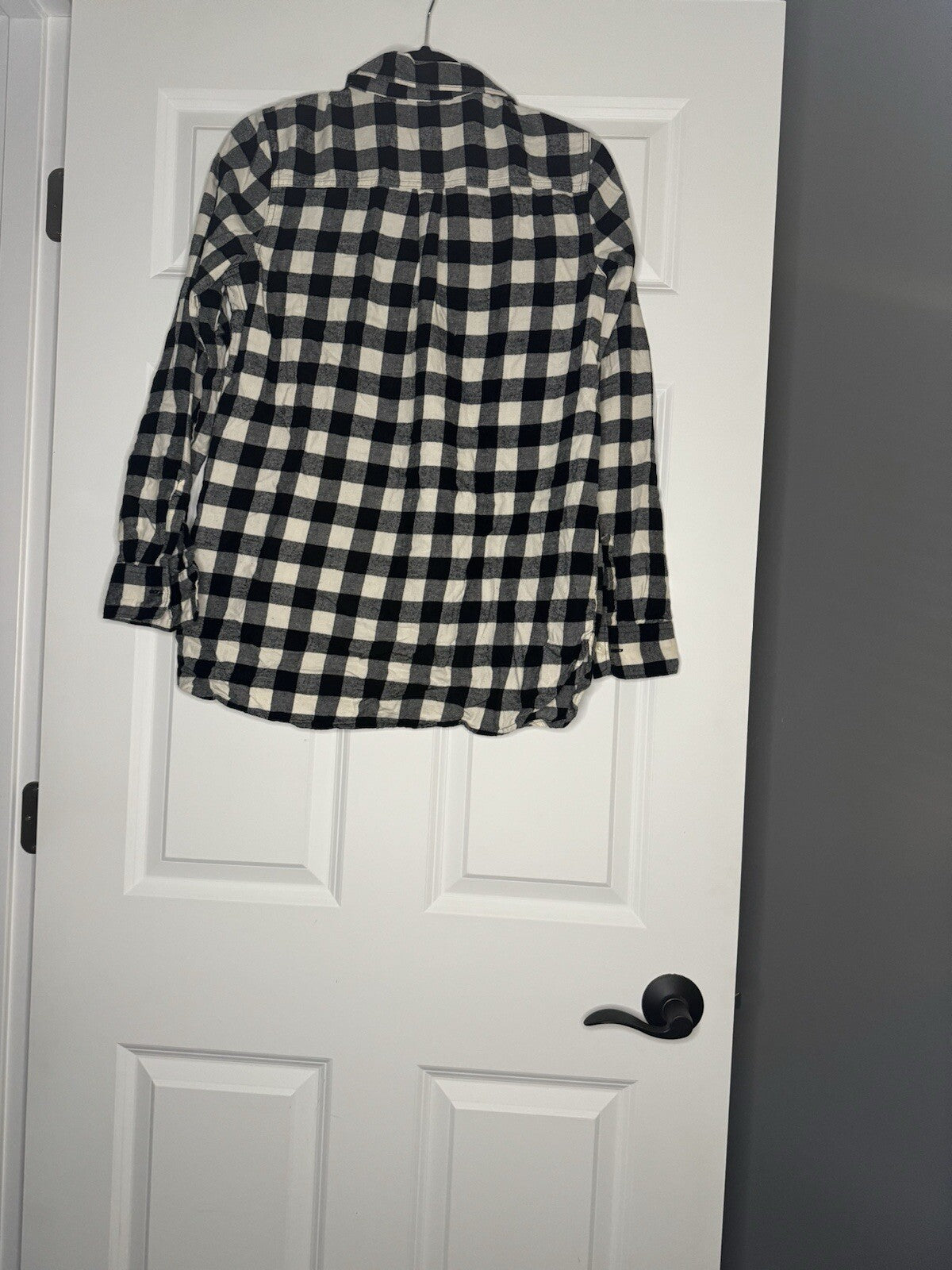 Old Navy The Tunic Shirt Button Up Medium Black Cream Checkered 