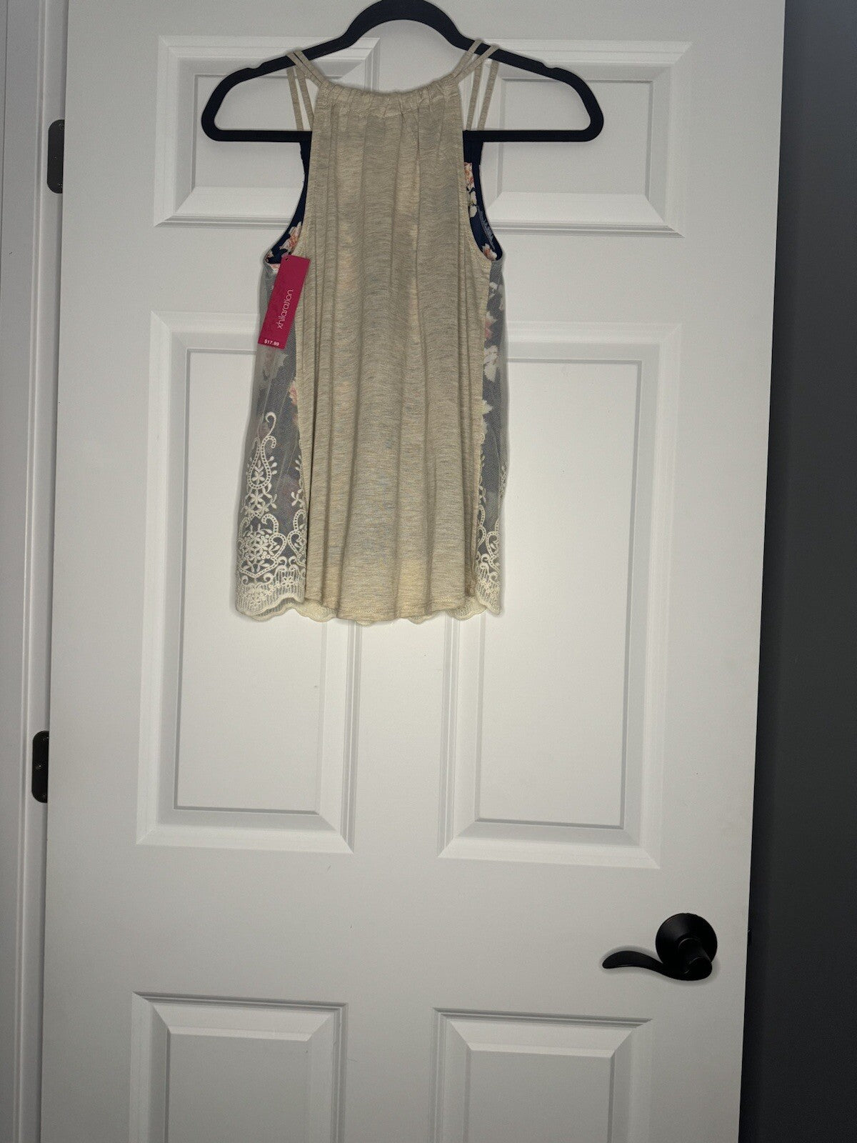 Xhilaration Sleeveless Top XS Cream Lace Lining Beige Back Multi Floral Nwt