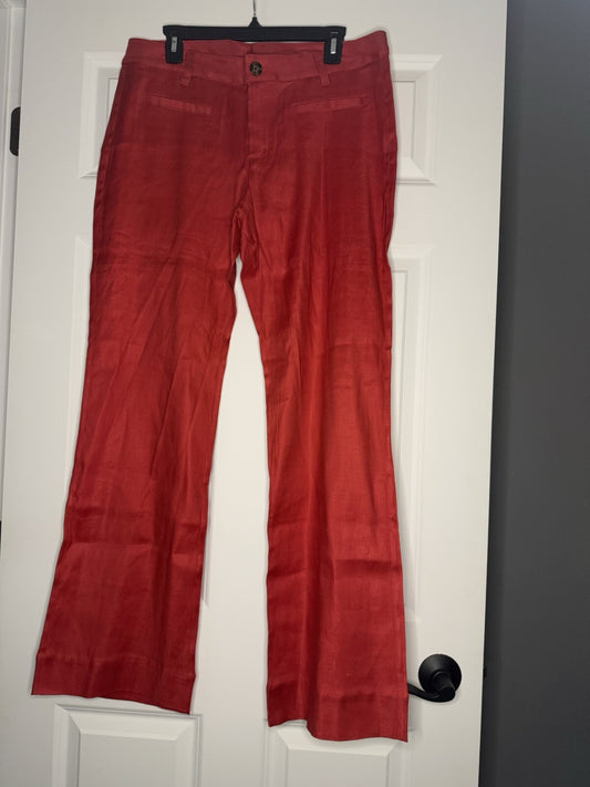 Cabi Slacks Size 12 Red Linen Rayon Spandex
