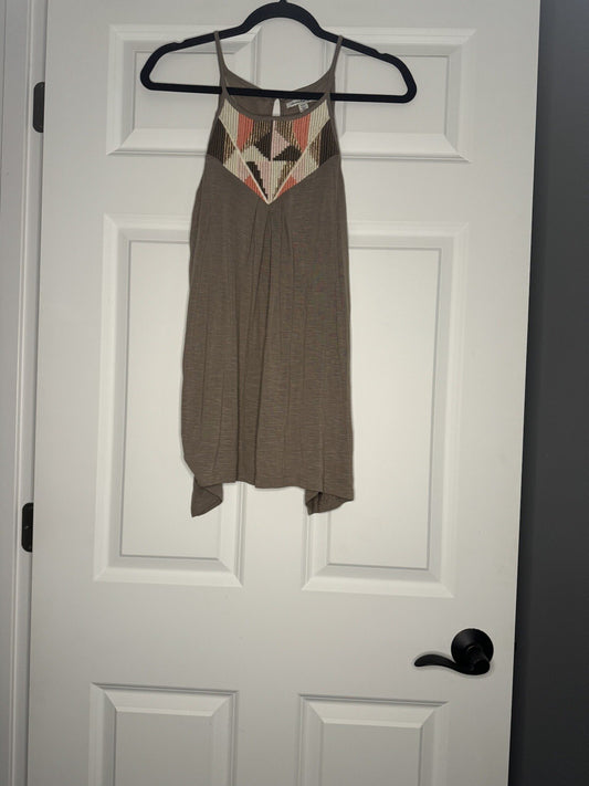 American Eagle Sleeveless Blouse Taupe Cream Peach Gold Pink XS