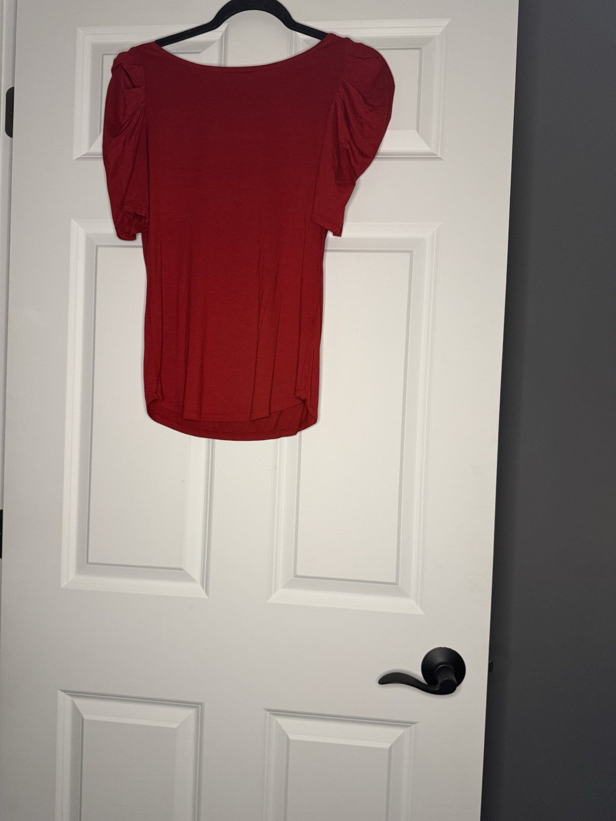 Three Dots Short Sleeve Blouse XS Cinch Sleeves Red 