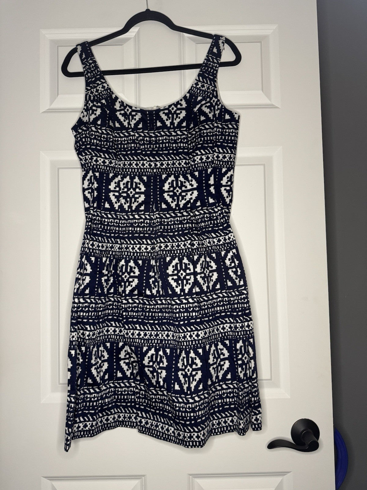 Nine West Sleeveless Dress Navy White Print Size 10 