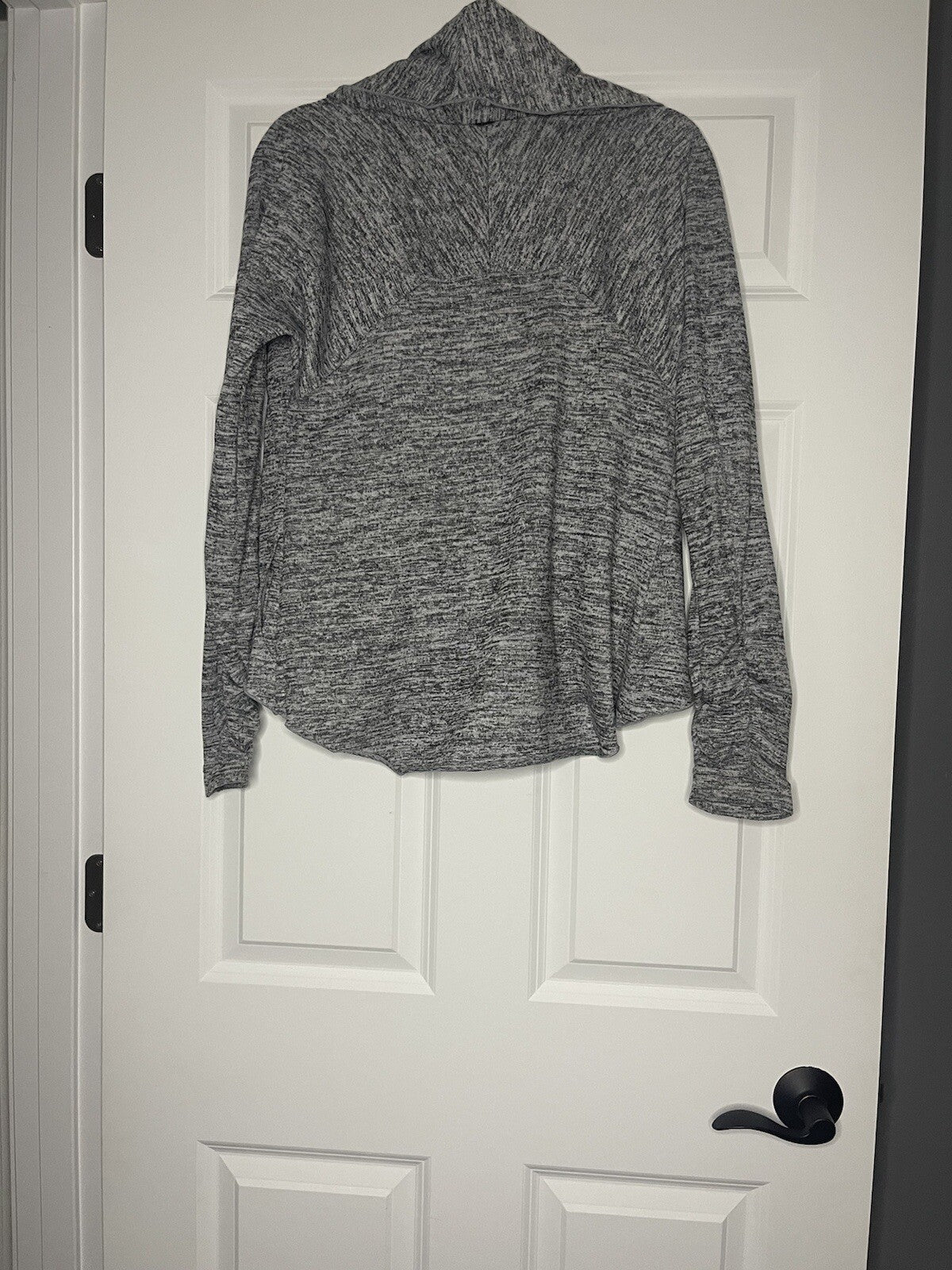 Athleta Cardigan Sweater Small Gray With Black Heathered 
