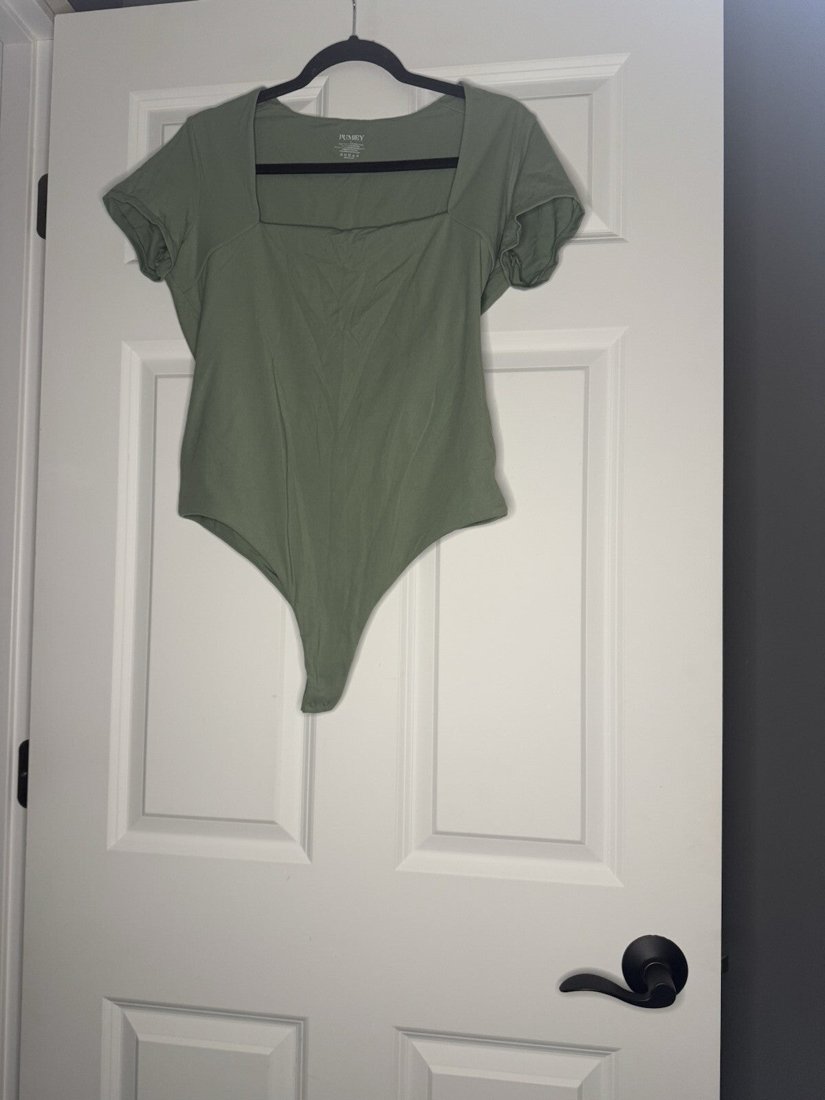 Pumiey Short Sleeve Square Neck Bodysuit Green Xl 