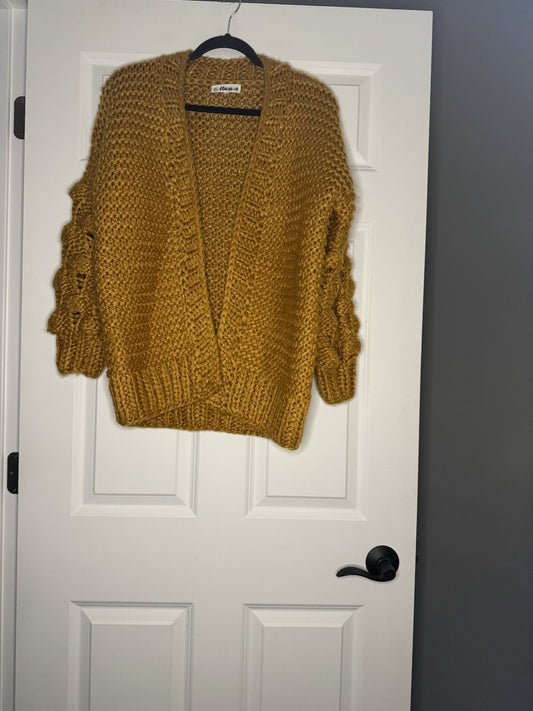 Macaron Knit Cardigan Small Mustard