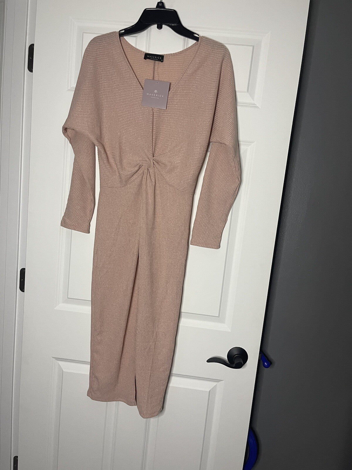 Maverick the collection large long sleeve dress ribbed mauve nwt