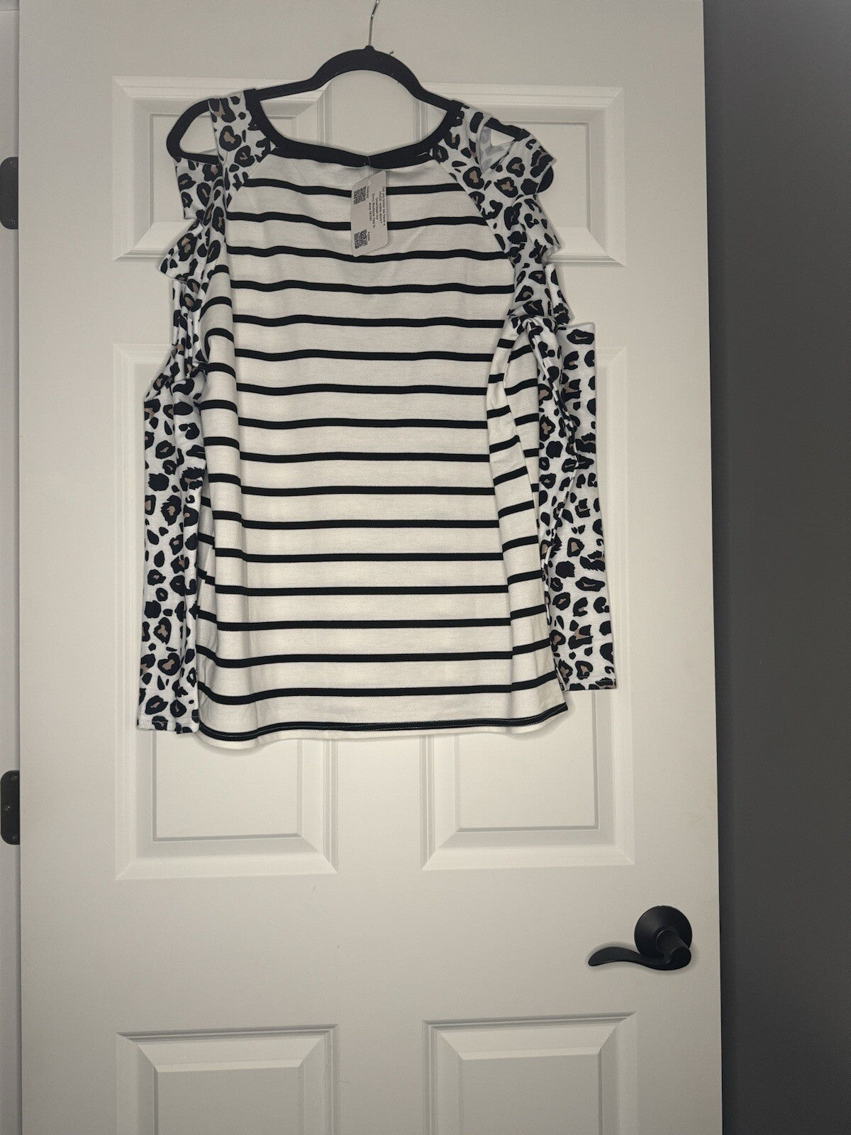 Unbranded Long Sleeve Blouse Cut Outs Shoulders Xl Stripe Animal Print Nwt