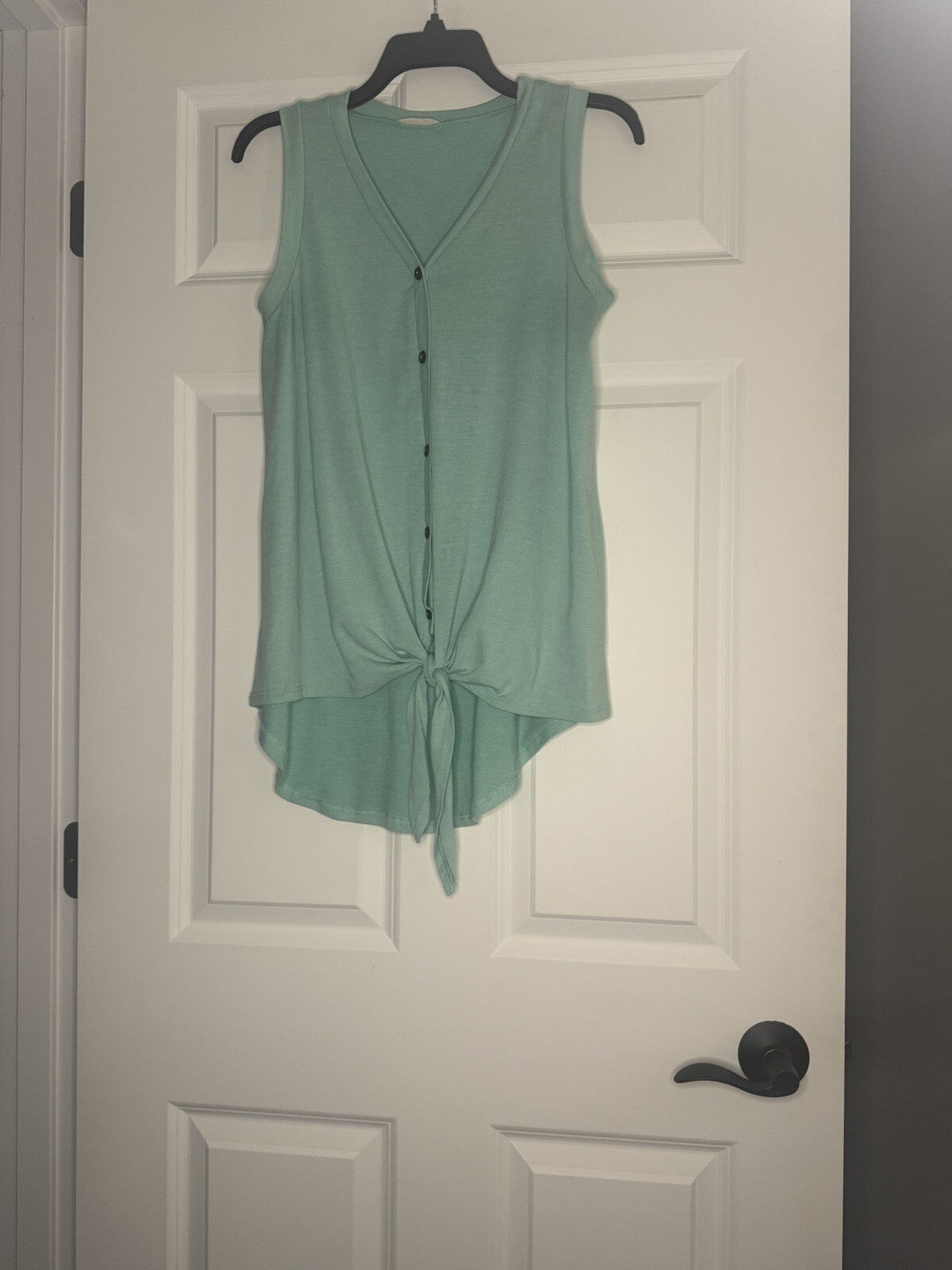 Reb In J 220 Sleeveless Blouse Tie Bottom Small Blueish Green 