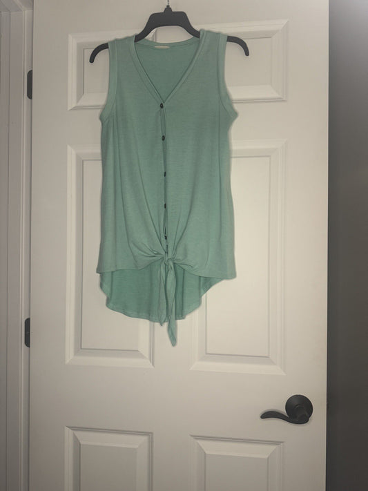 Reb In J 220 Sleeveless Blouse Tie Bottom Small Blueish Green 