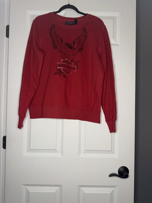 Harley Davidson Crew Sweatshirt Xl Red With Black Graphics Women’s  Nwt 