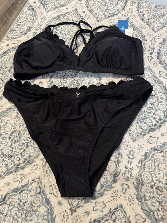Cupshe 2 Pc Bikini Xl Black W Ruffle Trim Xl Nwt 
