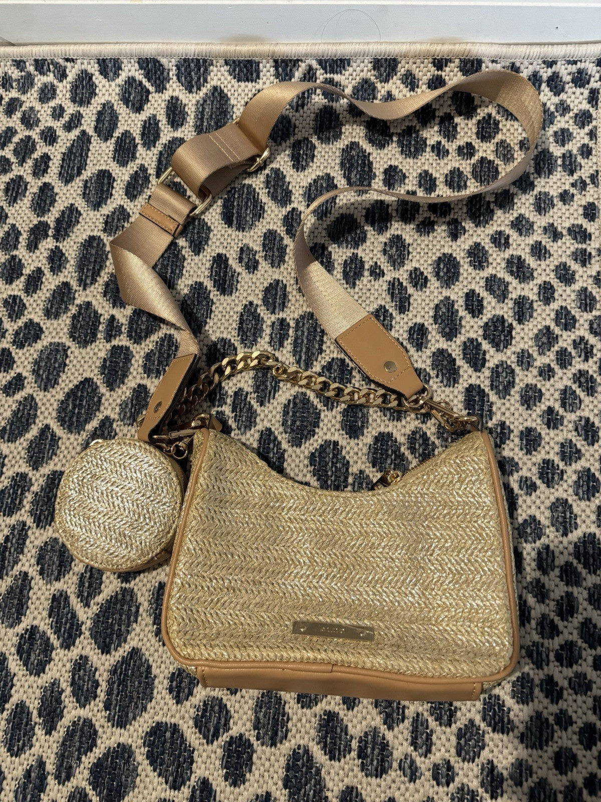 Aldo Purse With Little Separate Compartment Beige Silver