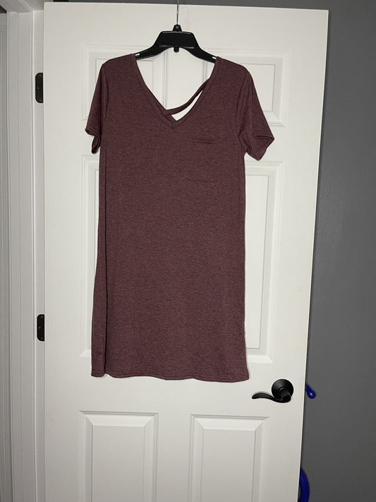 Yelete short sleeve dress medium heathered maroon NWT
