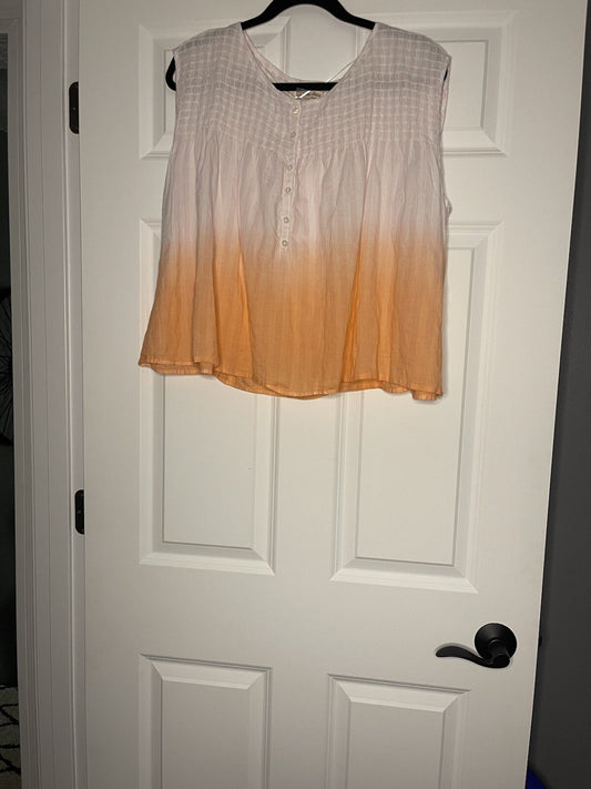 Free people sleeveless blouse small pink white coral NWT