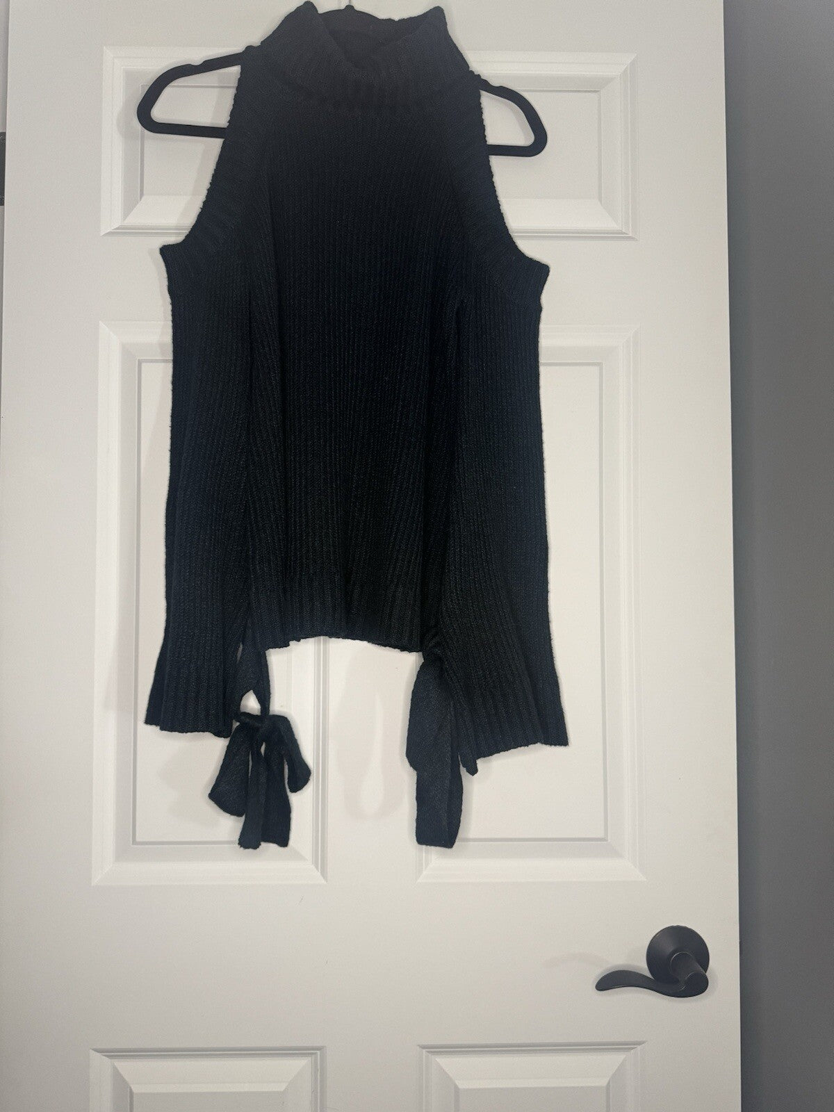 Joa Just One Answer Sweater Small Green Black Heathered Ties On Sleeves 